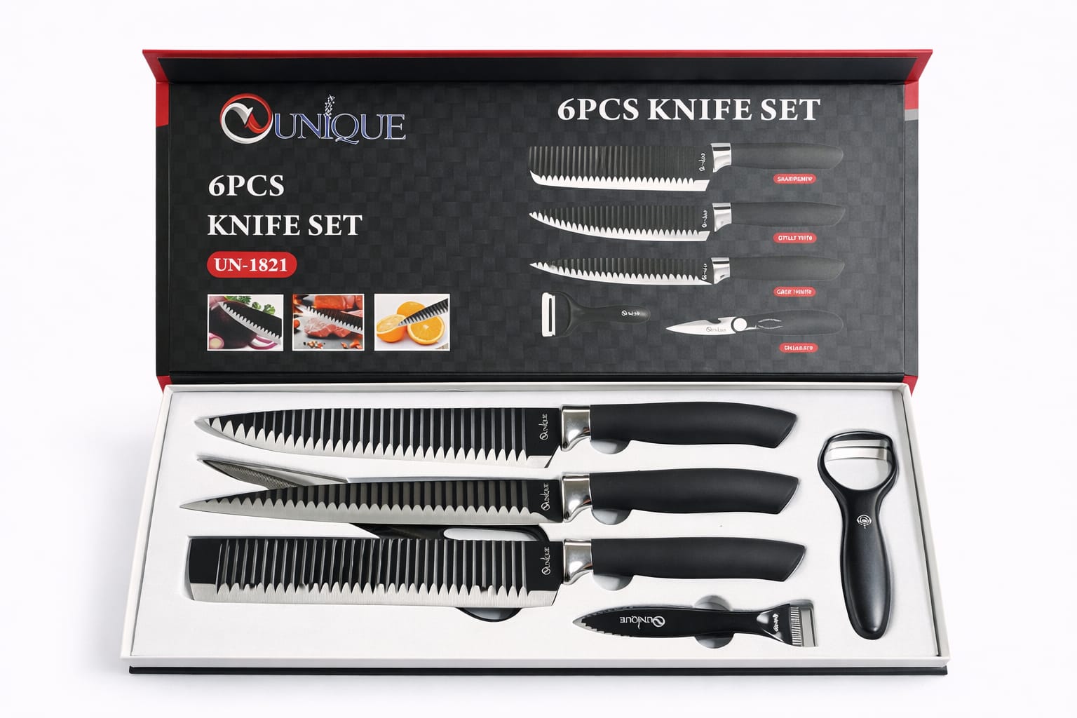 6-teiliges Messerset mit Schäler